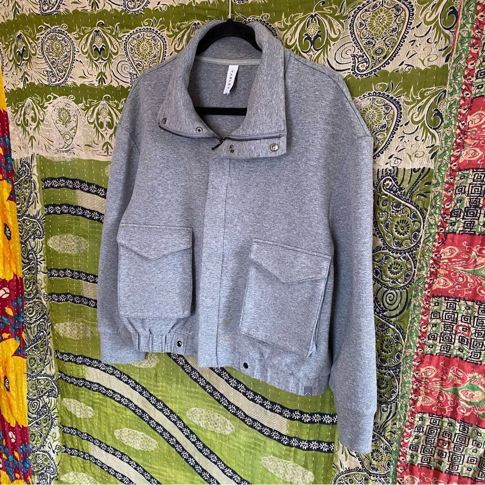 Varley Heathered Cloud Earl Boxy Moto Comfy Sweatshirt Bomber Jacket Size Medium - Picture 6 of 16